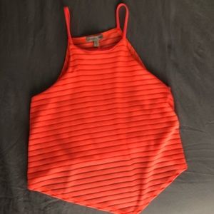 Coral halter crop top